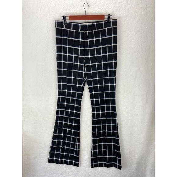 Derek Lam 10 Crosby Plaid Flare Pants Women’s Size 8 Blue Black White Dressy - Picture 2 of 8
